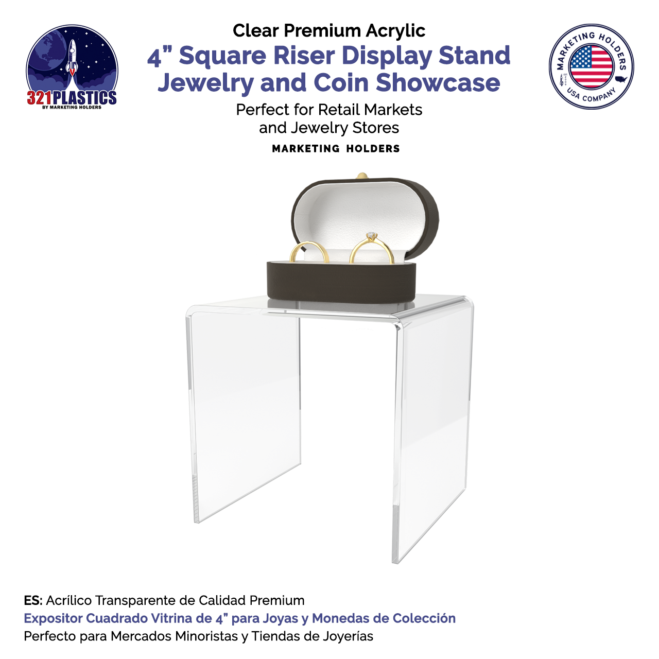 4" Square Riser Display Stand Product Showcase Acrylic Pedestal 4" Square Riser Display Stand Product Showcase Acrylic Pedestal