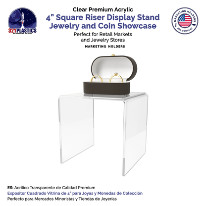 4" Square Riser Display Stand Product Showcase Acrylic Pedestal