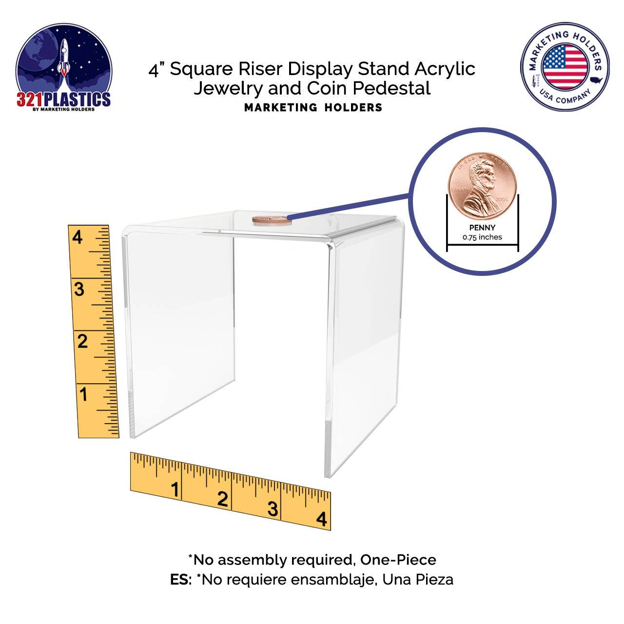 4" Square Riser Display Stand Product Showcase Acrylic Pedestal