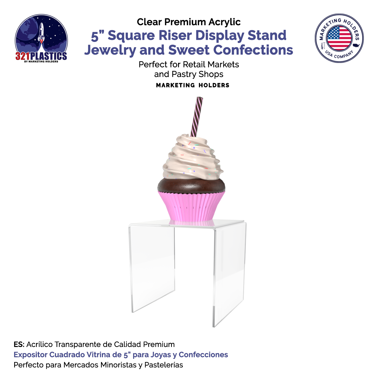 5" Square Riser Display Retail Merchandise Acrylic Platform