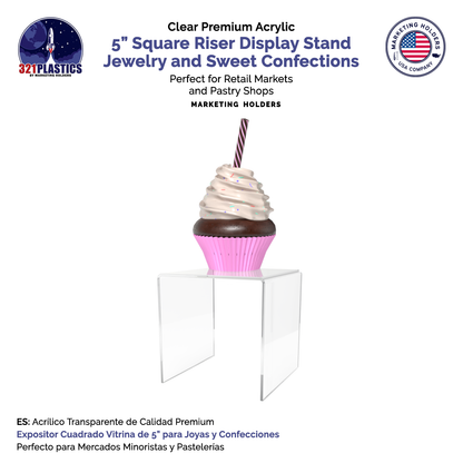 5" Square Riser Display Retail Merchandise Acrylic Platform
