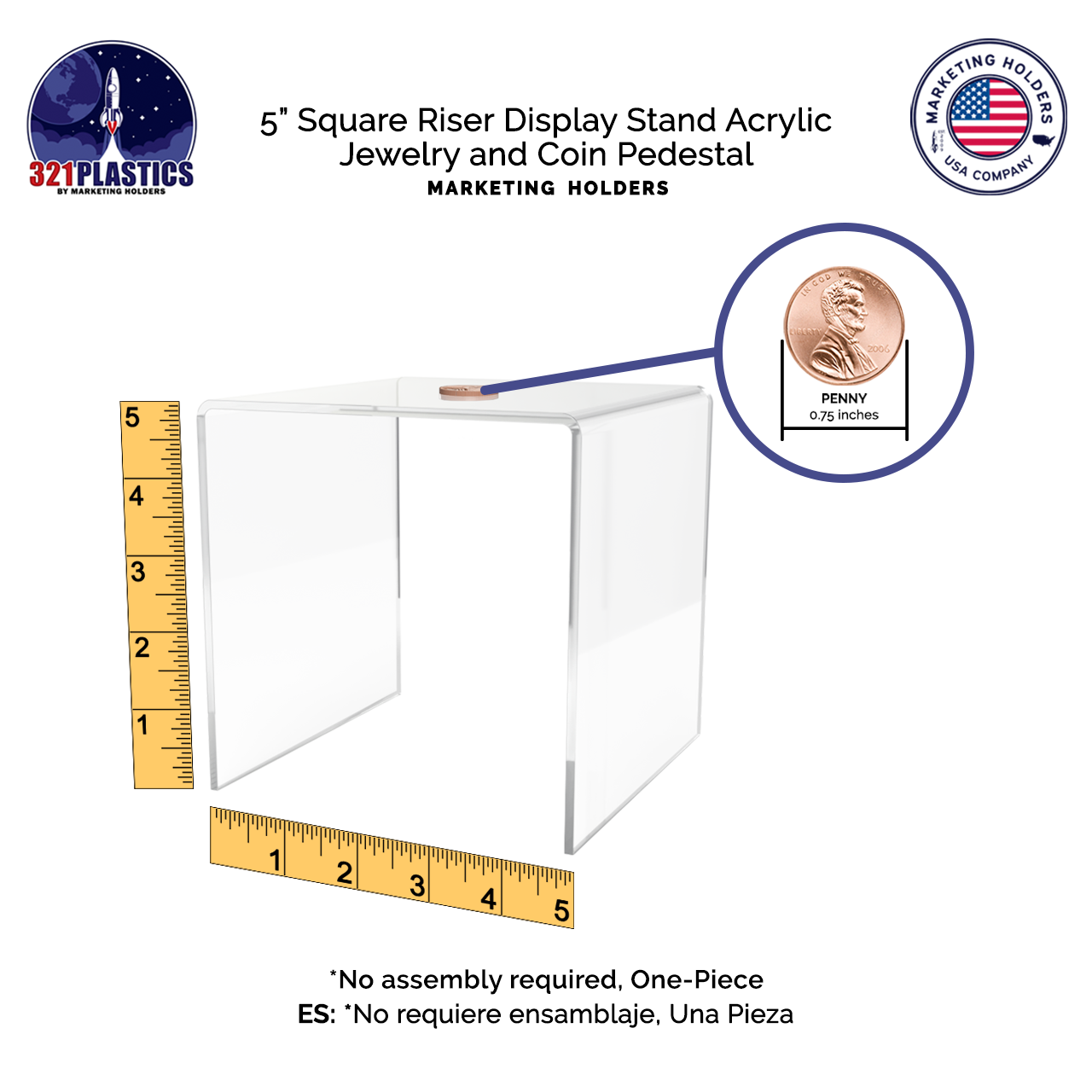 5" Square Riser Display Retail Merchandise Acrylic Platform