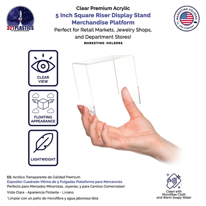 5" Square Riser Display Retail Merchandise Acrylic Platform
