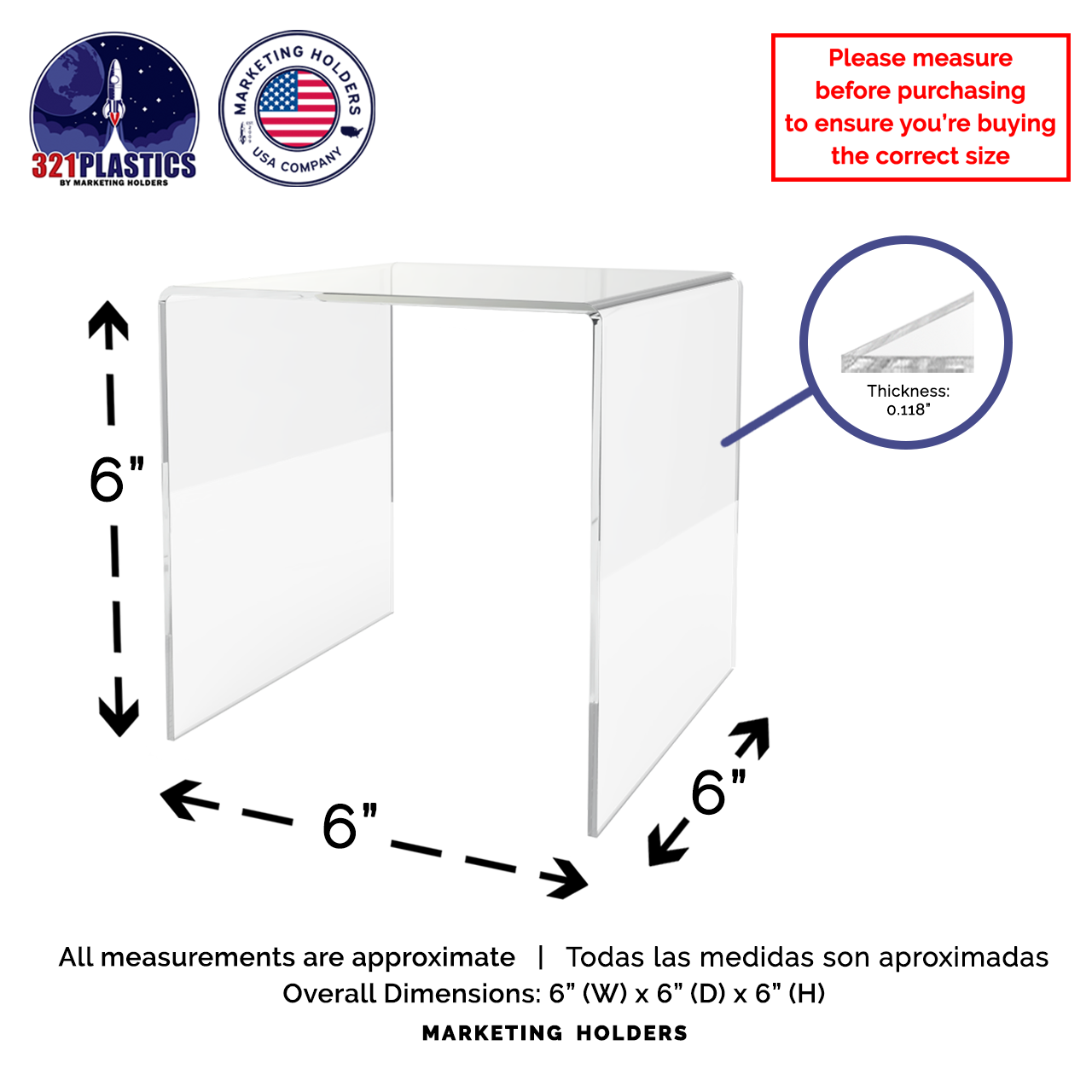 6" Square Riser Display Showcase Stand Acrylic Product Platform