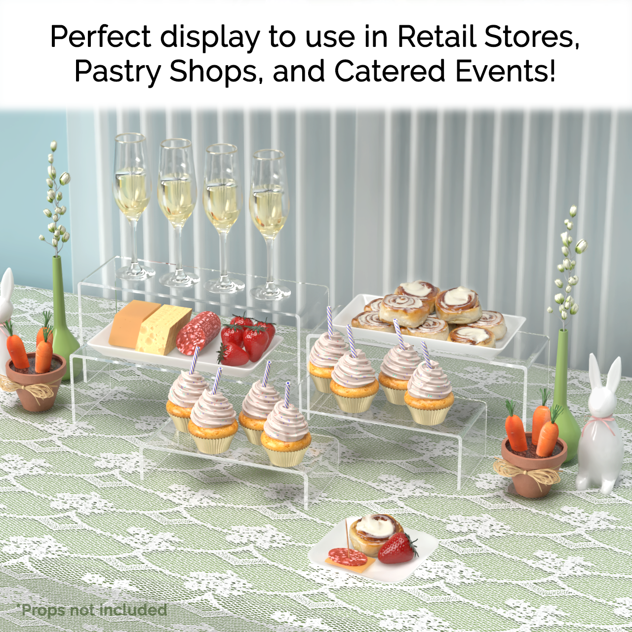 9" 10" 11" 12" 13" Riser Display Stands Acrylic 5 Pieces