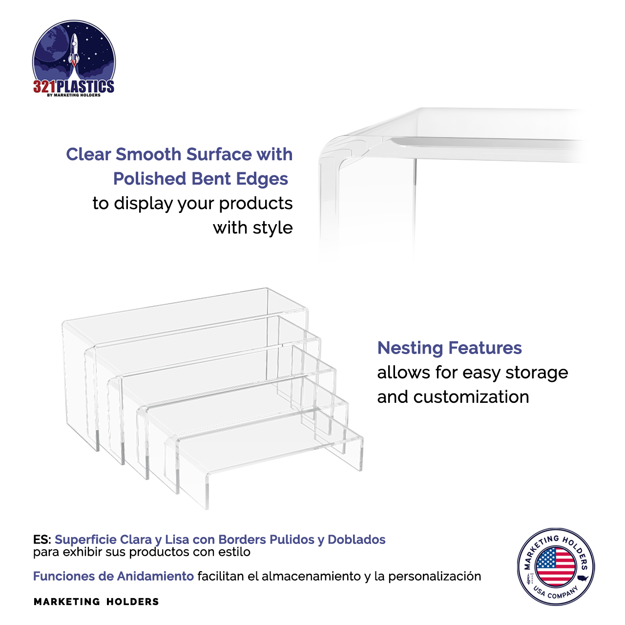 9" 10" 11" 12" 13" Riser Display Stands Acrylic 5 Pieces
