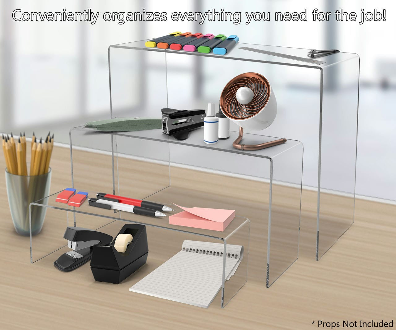 3 Piece Clear Acrylic Long Risers 3" 6" 9" Display Pedestal Stands