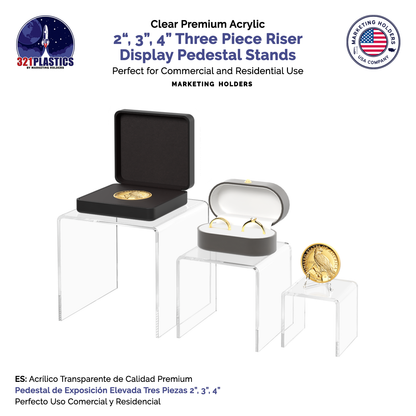 2" 3" 4" Riser Display Pedestal Showcase Stands with 3 Pieces