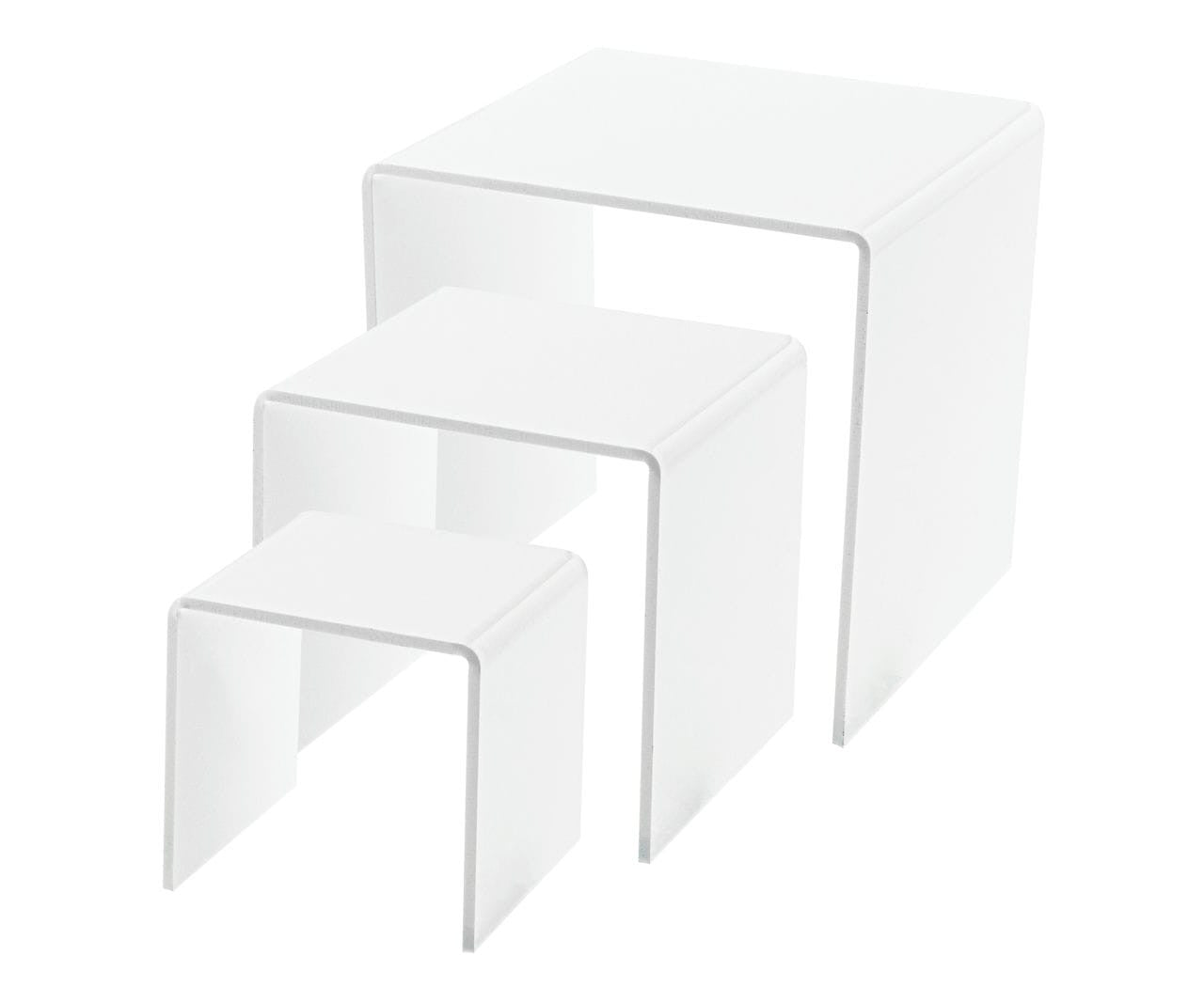 White Acrylic Risers 2" 3" 4" Display Pedestal Stands with 3 Pieces