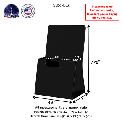 4.25"W Trifold Brochure Holder Freestanding Slant Back Display