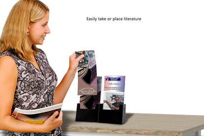 4.25"W Trifold Holder Double Pocket Slant Back Stand