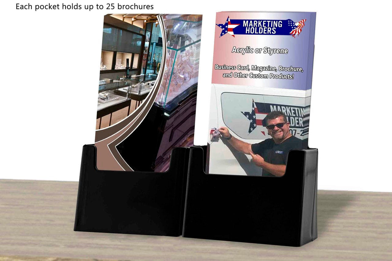 4.25"W Trifold Holder Double Pocket Slant Back Stand