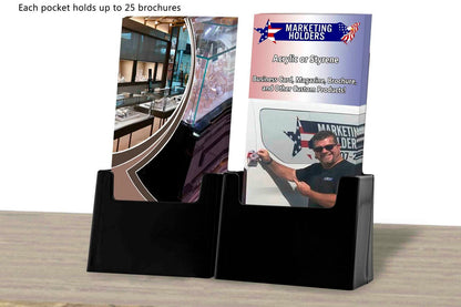 4.25"W Trifold Holder Double Pocket Slant Back Stand