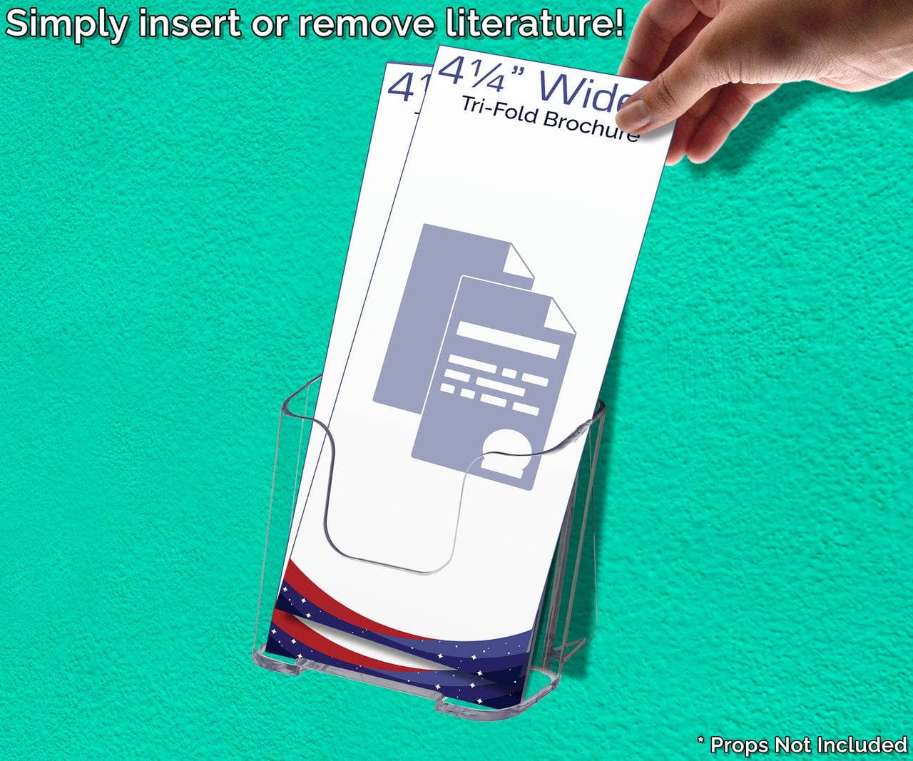 4"W Takeout Menu Display Trifold Brochure Holder Slant Back