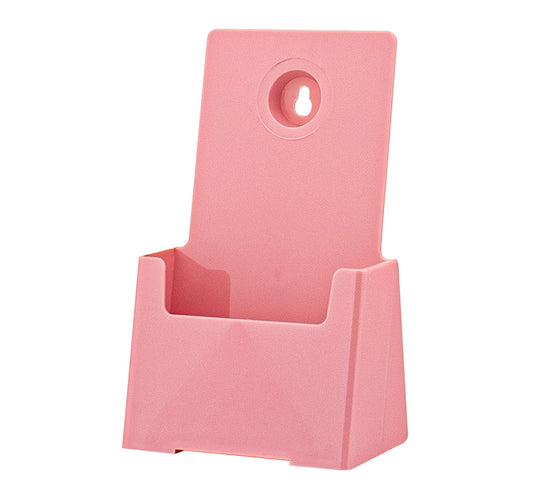 4"W Trifold Brochure Holder Slant Back Pink Display