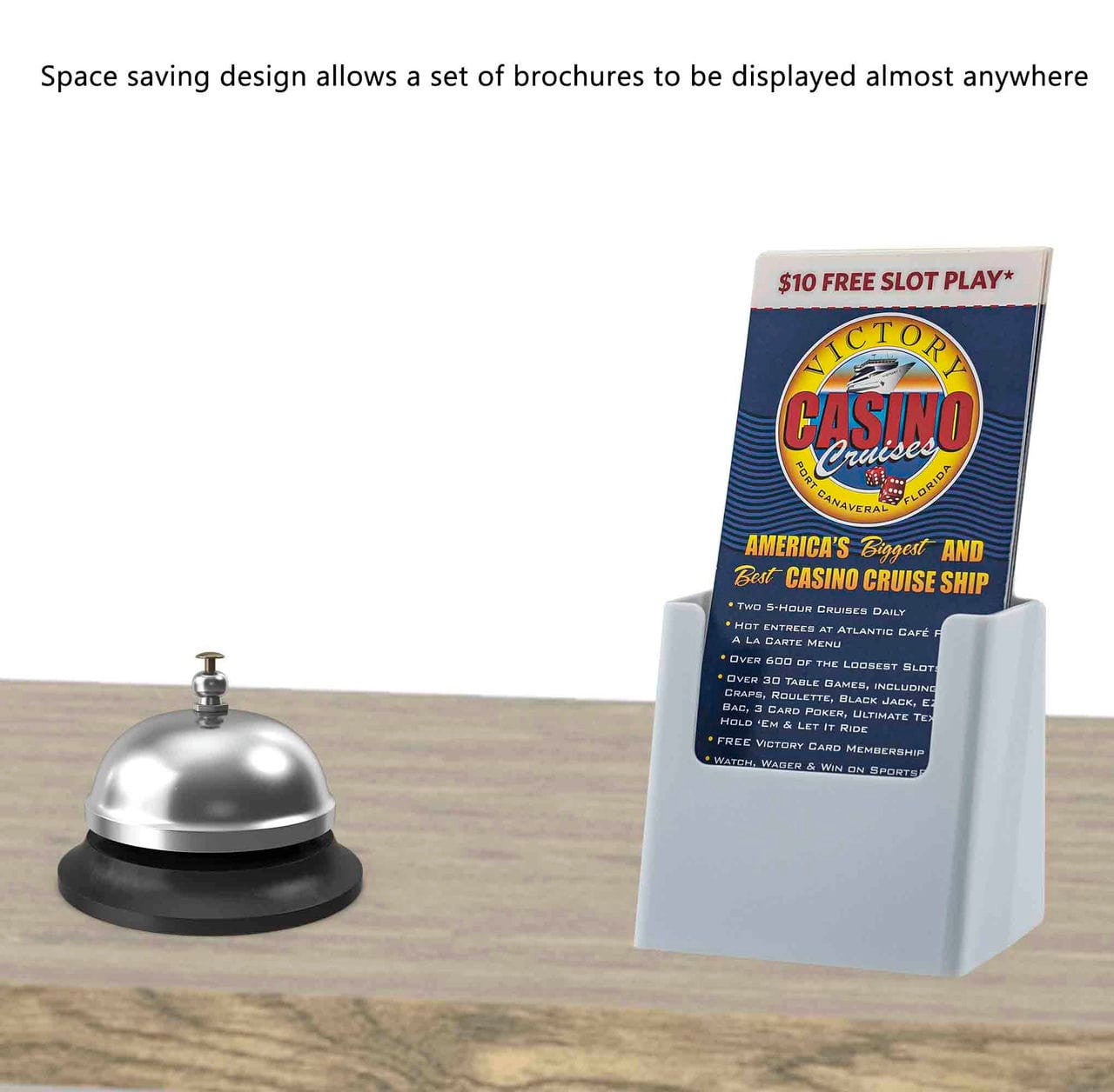 4"W Trifold Brochure Holder Freestanding Slanted Display