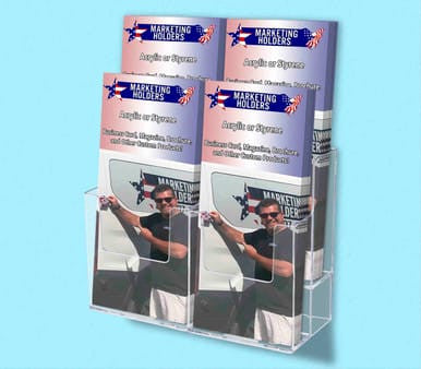 Trifold Holder for 4"W Brochures 2 Tier Multi Pocket Display