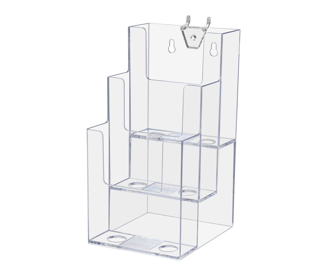 Pegboard 4"W Tri Fold Brochure Pamphlet Holder Display Rack