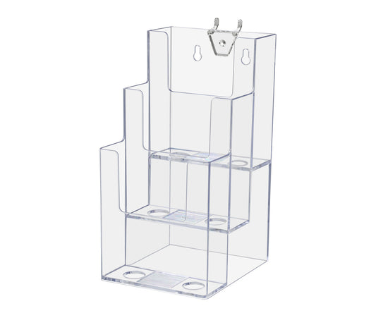 Pegboard 4"W Tri Fold Brochure Pamphlet Holder Display Rack
