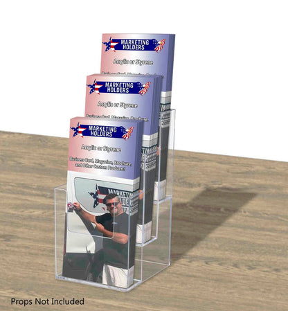 Brochure Holder for 4"W Trifolds 3 Pocket Tiered Display