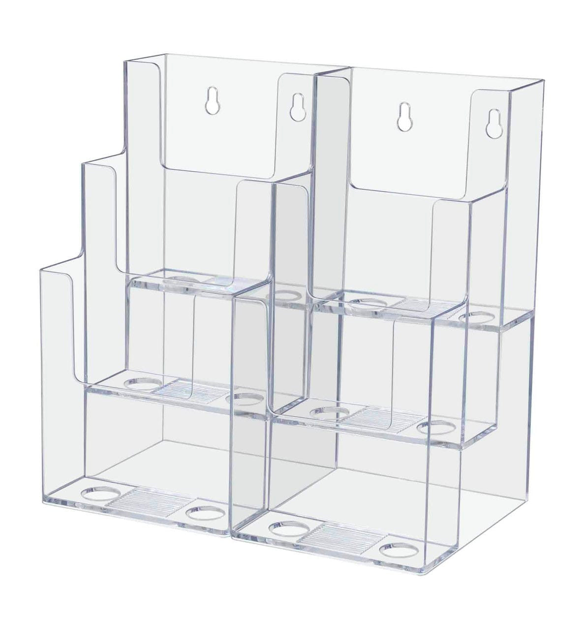 4"W Trifold Menu Stand Tiered Brochure Holder 6 Pocket