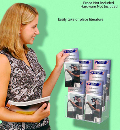 4"W Trifold Menu Stand Tiered Brochure Holder 6 Pocket