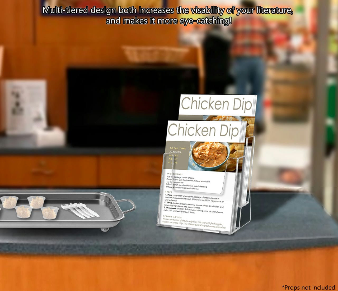 Brochure Holder Tiered 2 Pocket 6"W Bifold Display Rack