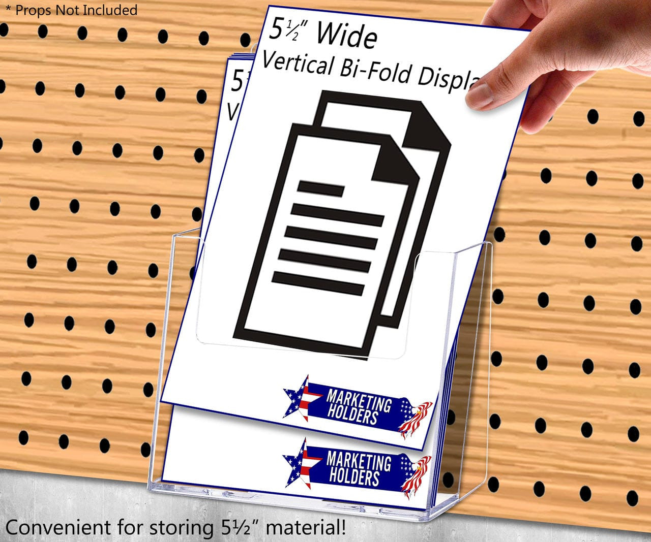 Pegboard 5.5"W Bifold Brochure Holder with Slanted Back
