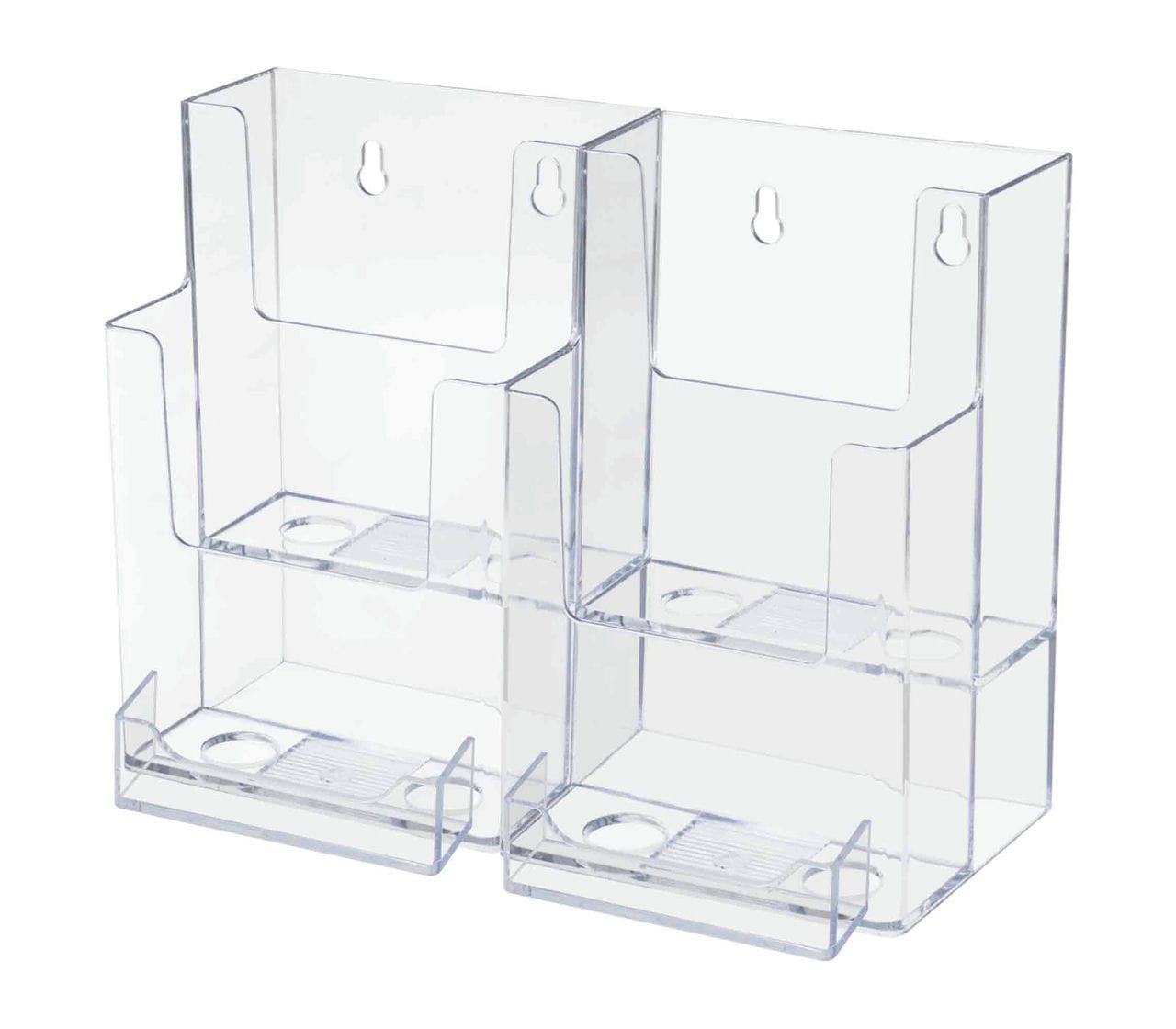 4"W Trifold Holder 2 Tier 4 Pocket with 2 Business Card Slots