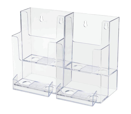 4"W Trifold Holder 2 Tier 4 Pocket with 2 Business Card Slots