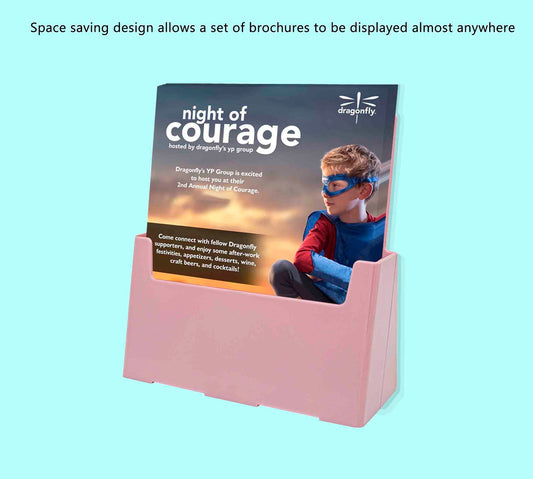 Flyer Holder 8.5" Pink Slant Back Countertop Stand