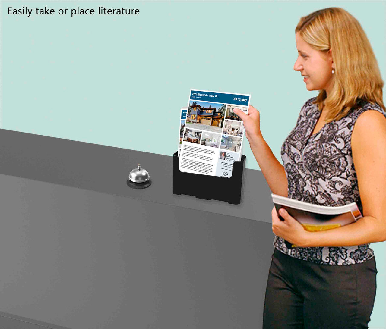 8.5"W Literature Organizer with Divider for Trifold Display