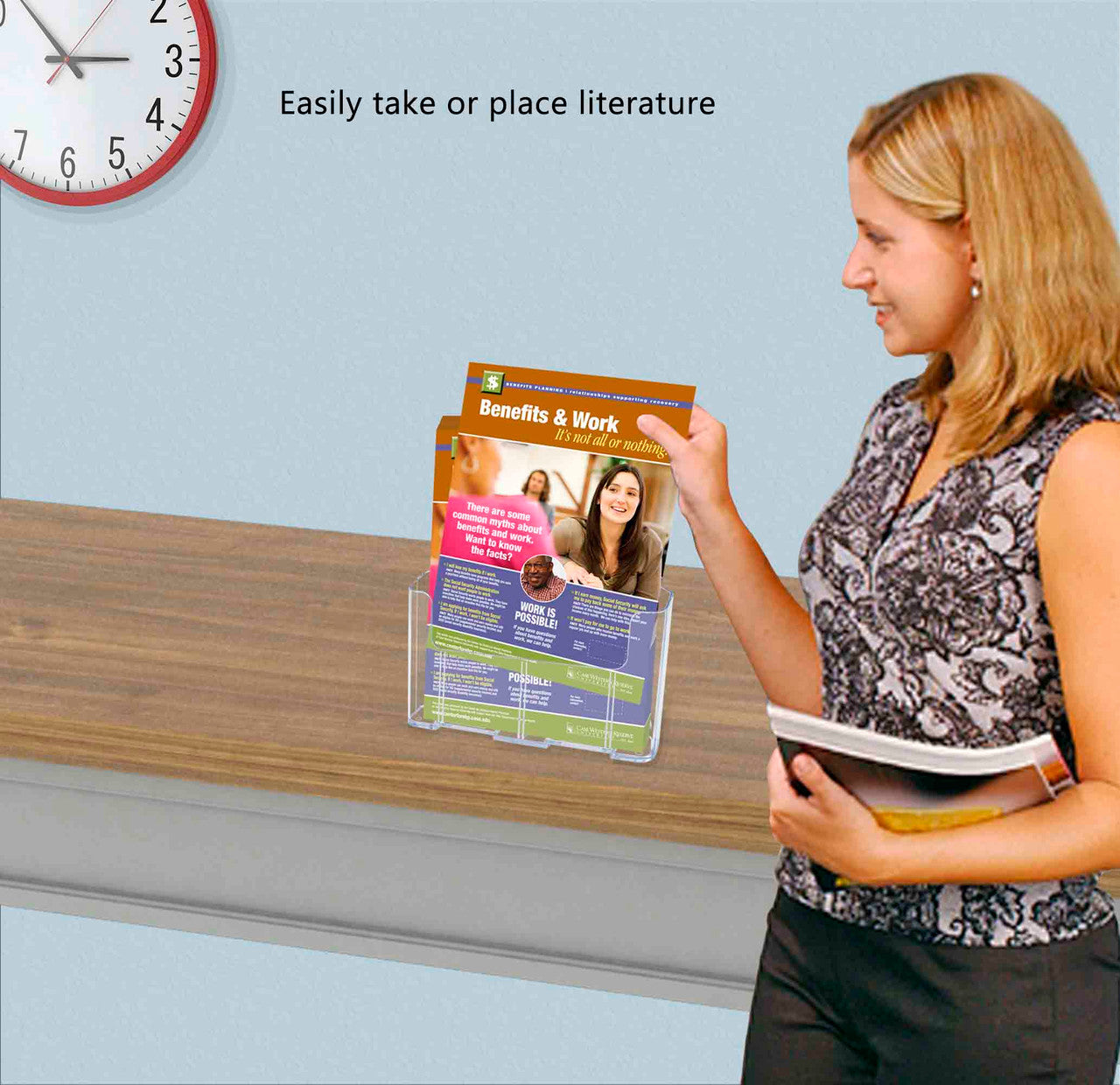 8.5"W Magazine Holder Organizer with Divider for Trifold Display