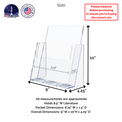 8.5"W Flyer Display Stand Slanted Countertop Ad Holder