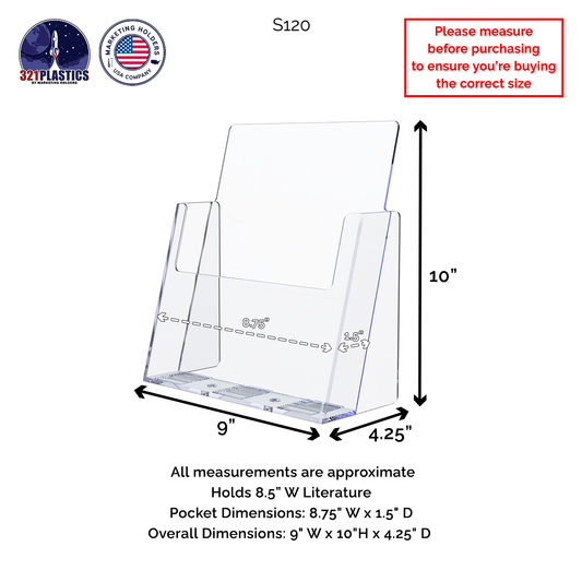 8.5"W Flyer Display Stand Slanted Countertop Ad Holder