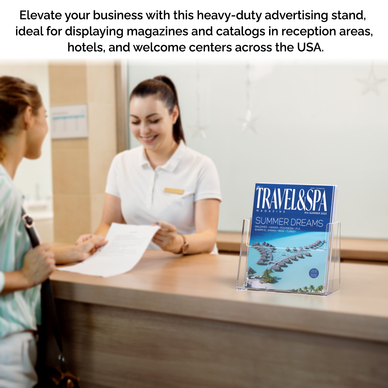 8.5"W Flyer Display Stand Slanted Countertop Ad Holder