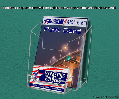 4"W Vertical Postcard Brochure Holder with Business Card Slot