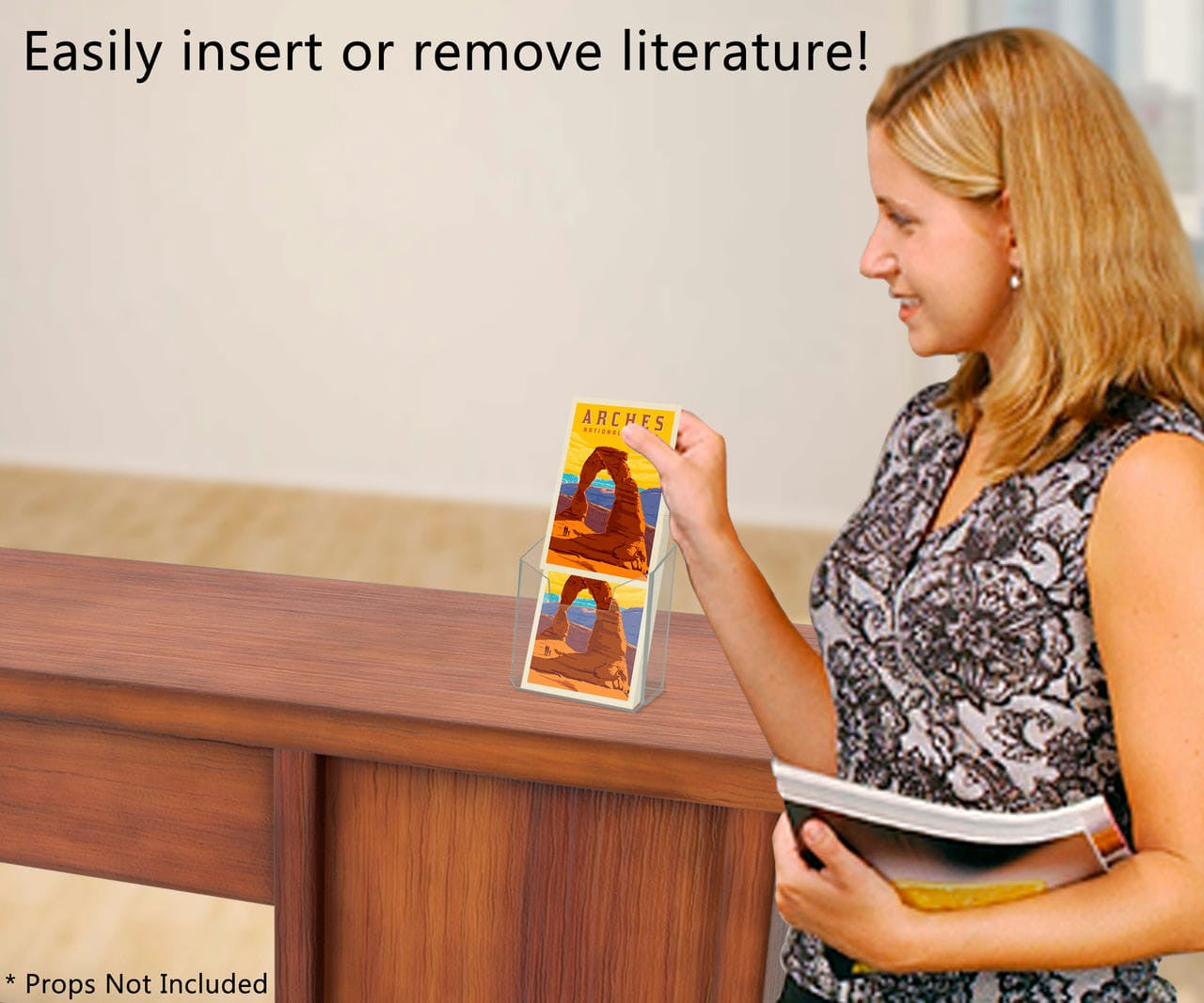 4"W Vertical Postcard Organizer Brochure Holder