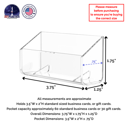 Business Card Holder Trough Style Clear Countertop Extra Capacity
