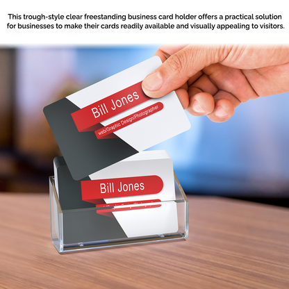 Business Card Holder Trough Style Clear Countertop Extra Capacity