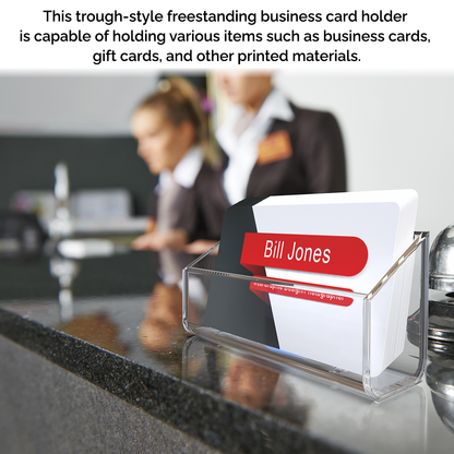 Business Card Holder Trough Style Clear Countertop Extra Capacity