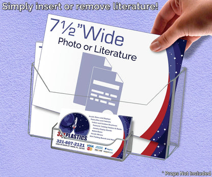 7.5"W Oversized Postcard Holder with Business Card Slot