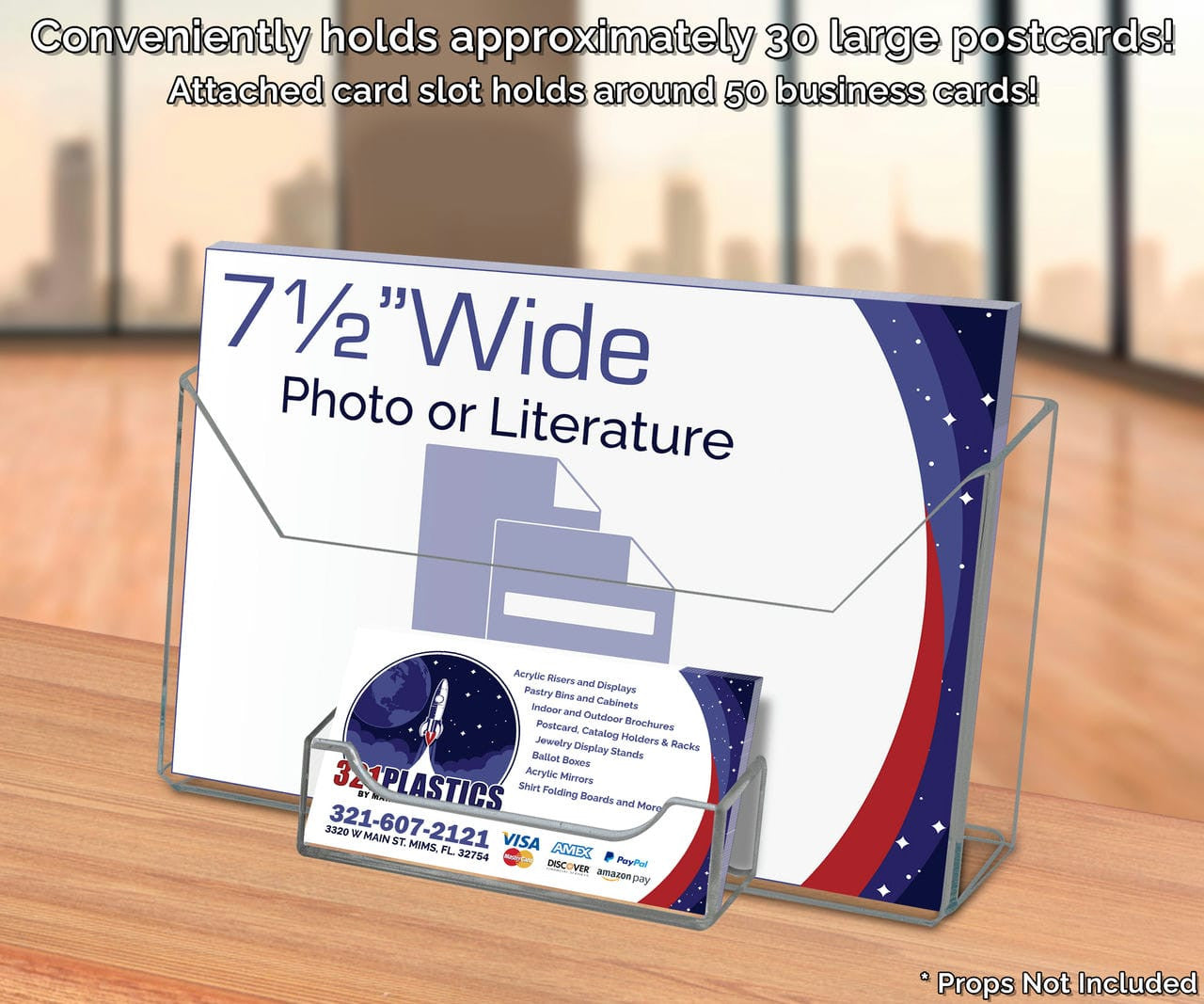 7.5"W Oversized Postcard Holder with Business Card Slot