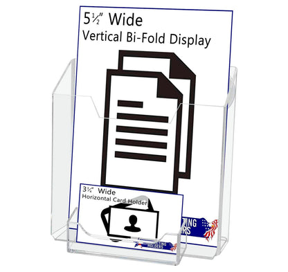 Suction Cup 5.5"W Bifold Brochure Holder with Card Pocket