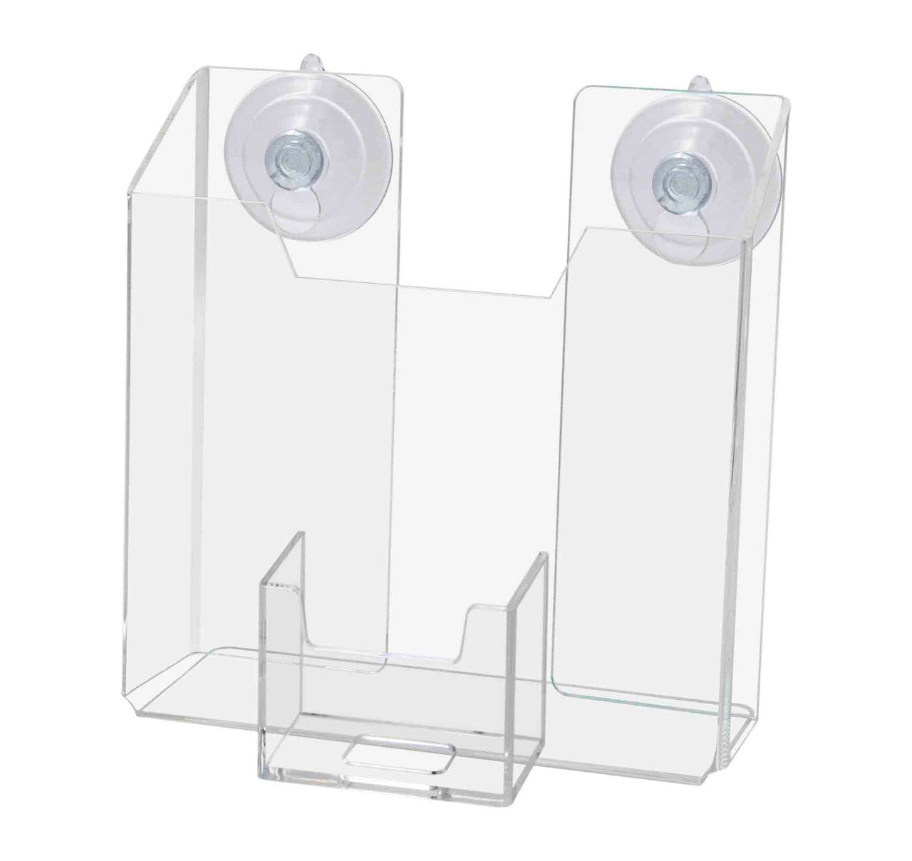Suction Cup 5.5"W Bifold Brochure Holder with Card Pocket