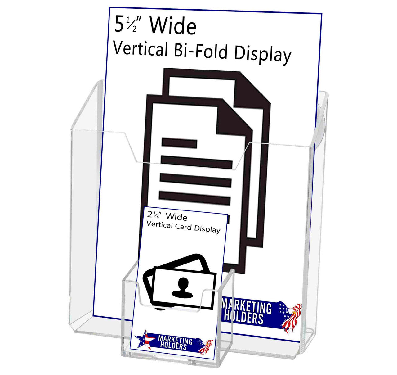 Suction Cup 5.5"W Bifold Brochure Holder with Card Pocket