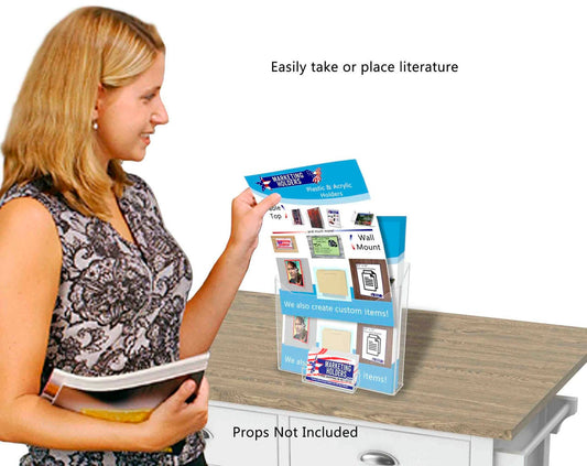 Flyer Holder 8.5"W Literature Display with Business Card Pocket