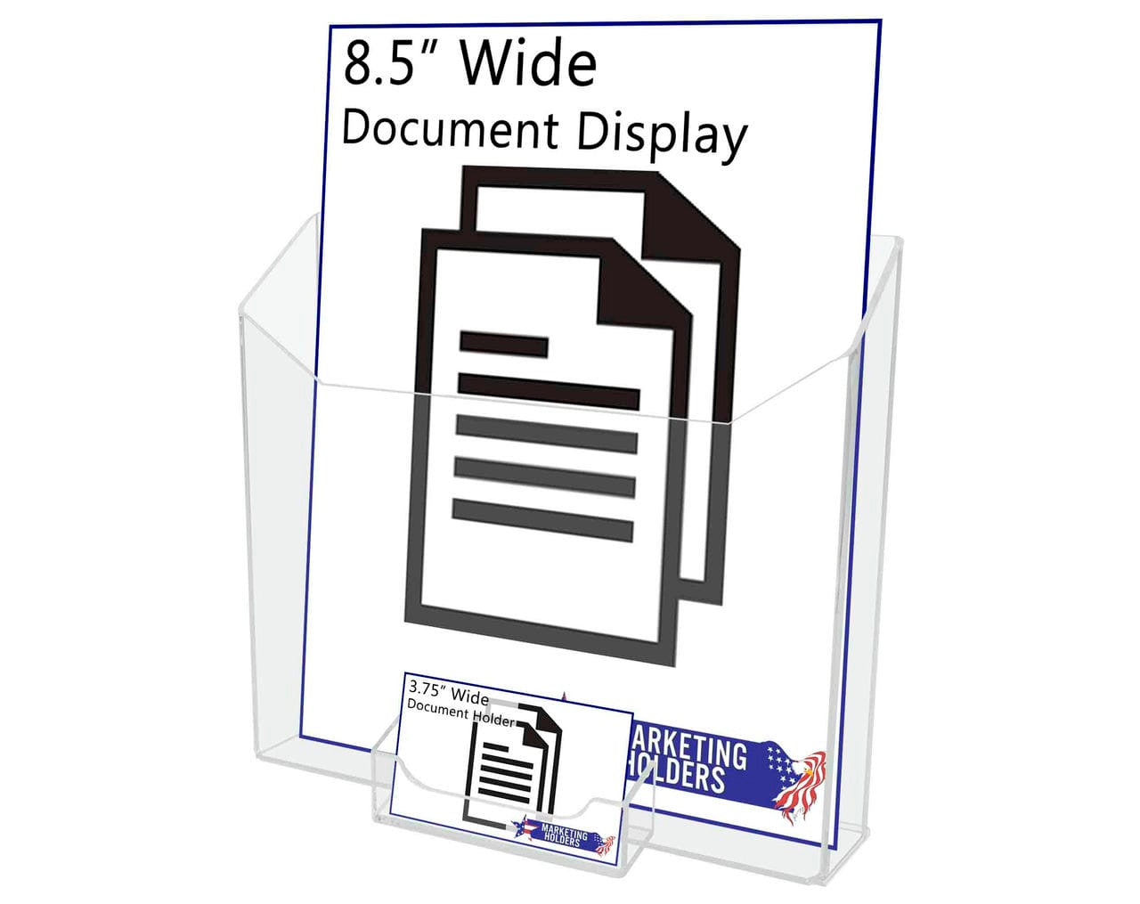 Flyer Holder 8.5"W Literature Display with Business Card Pocket