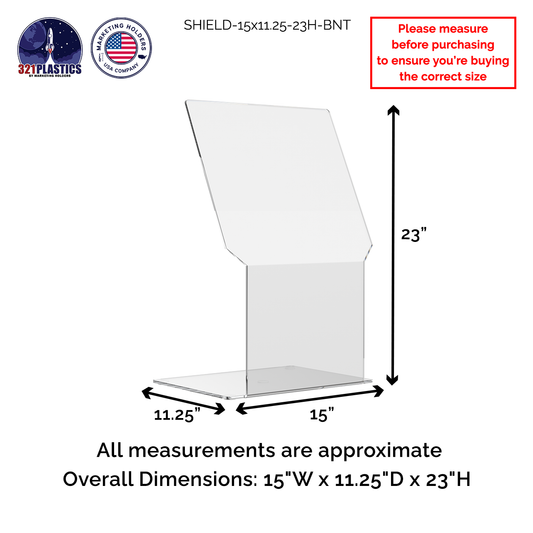 Splash Guard 15"W x 23"H Clear Acrylic Laboratory Shield