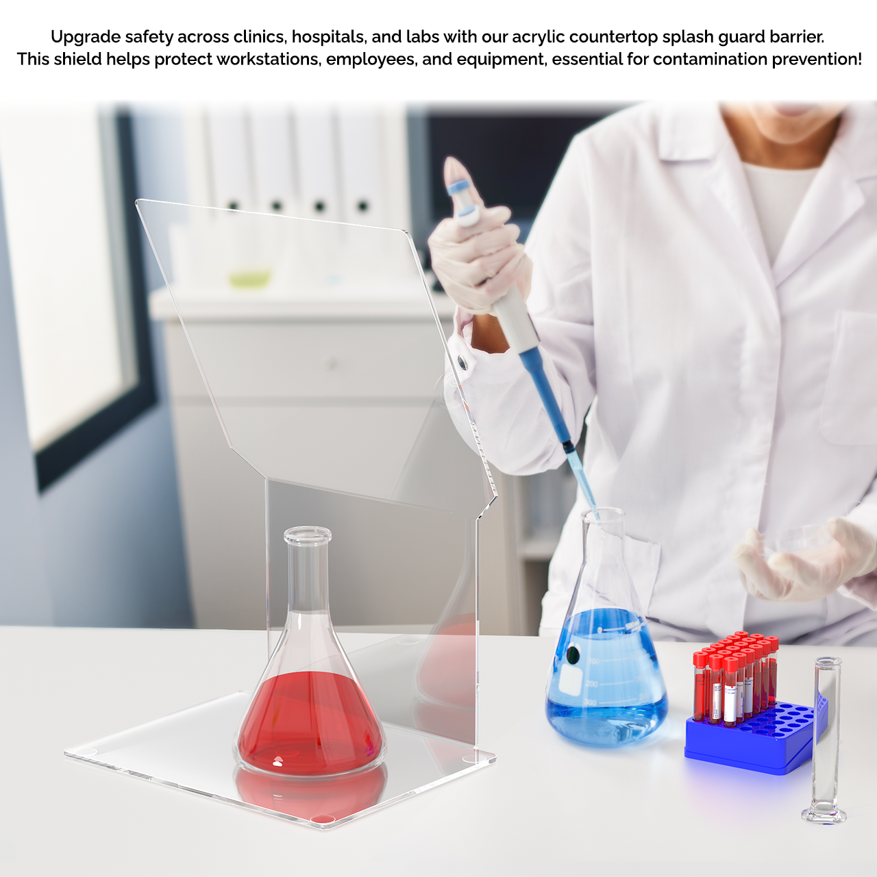 Splash Guard 15"W x 23"H Clear Acrylic Laboratory Shield